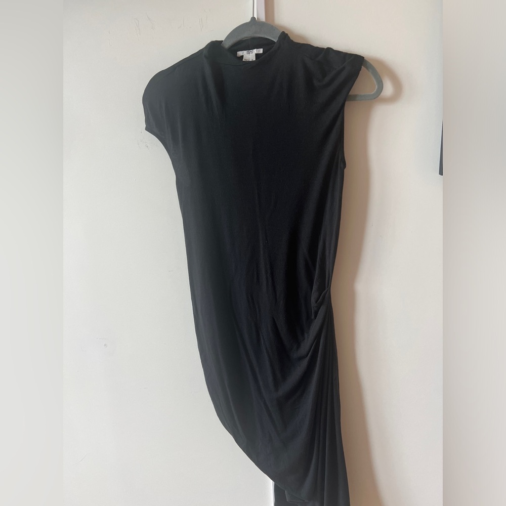 Helmut Lang Cowl Neck Black Bodycon Stretch Knee Length Dress